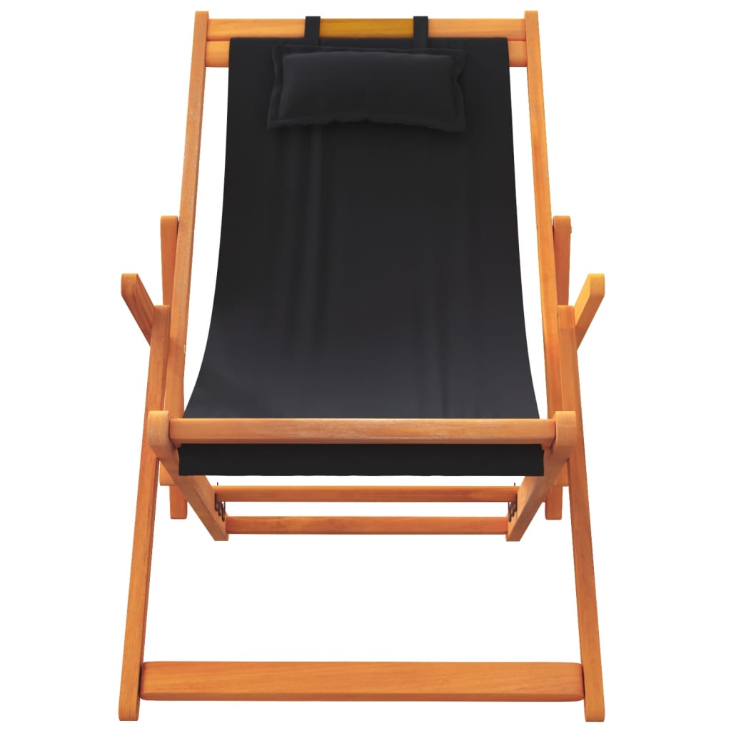 vidaXL Chaises de plage pliables 2 pcs Noir Tissu