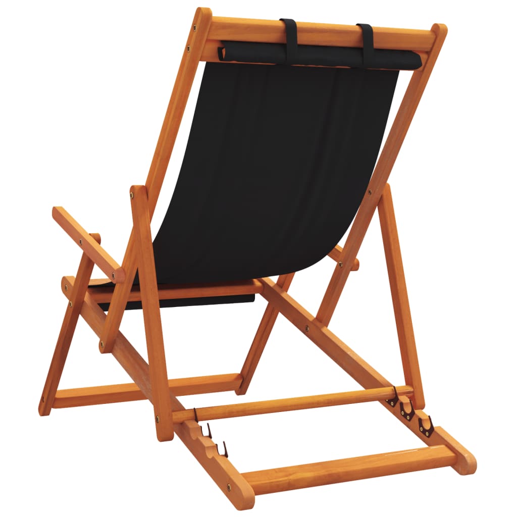vidaXL Chaises de plage pliables 2 pcs Noir Tissu