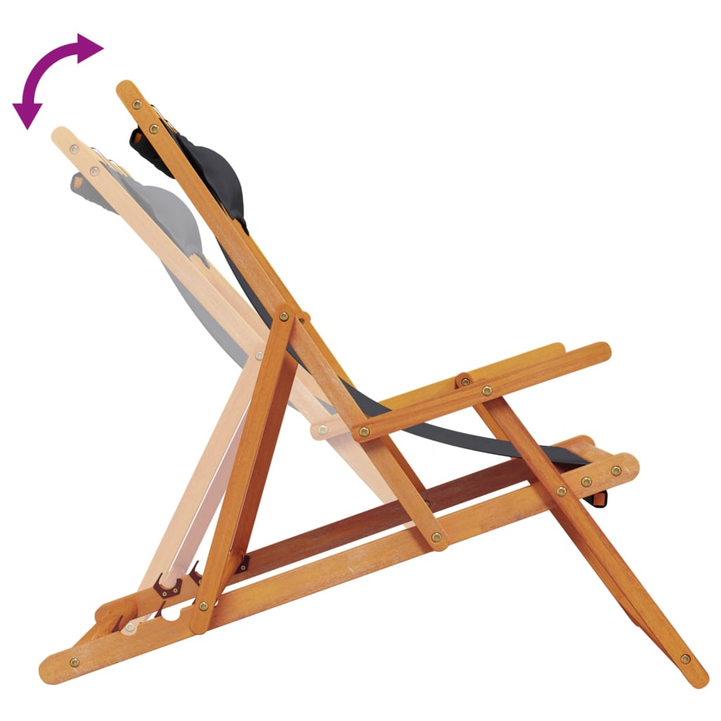 vidaXL Chaises de plage pliables 2 pcs Noir Tissu