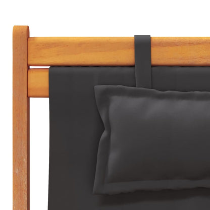 vidaXL Chaises de plage pliables 2 pcs Noir Tissu