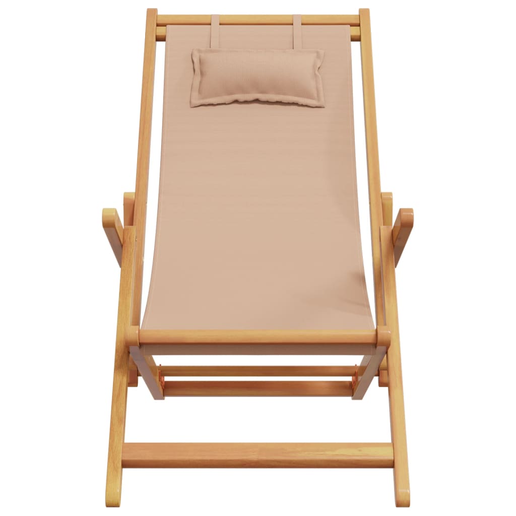vidaXL Strandstühle 2 Stk. Klappbar Taupe Stoff und Massivholz