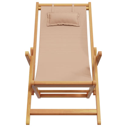 vidaXL Strandstühle 2 Stk. Klappbar Taupe Stoff und Massivholz