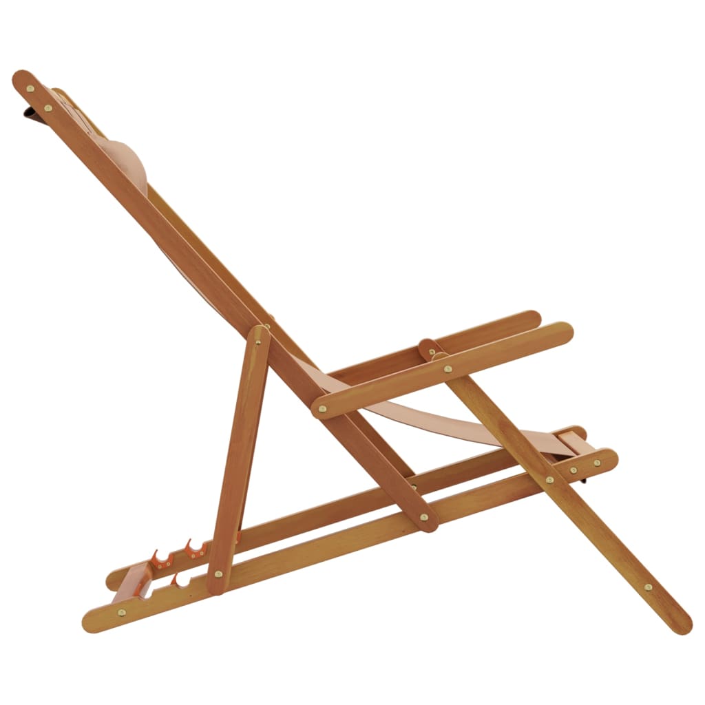 vidaXL Strandstühle 2 Stk. Klappbar Taupe Stoff und Massivholz