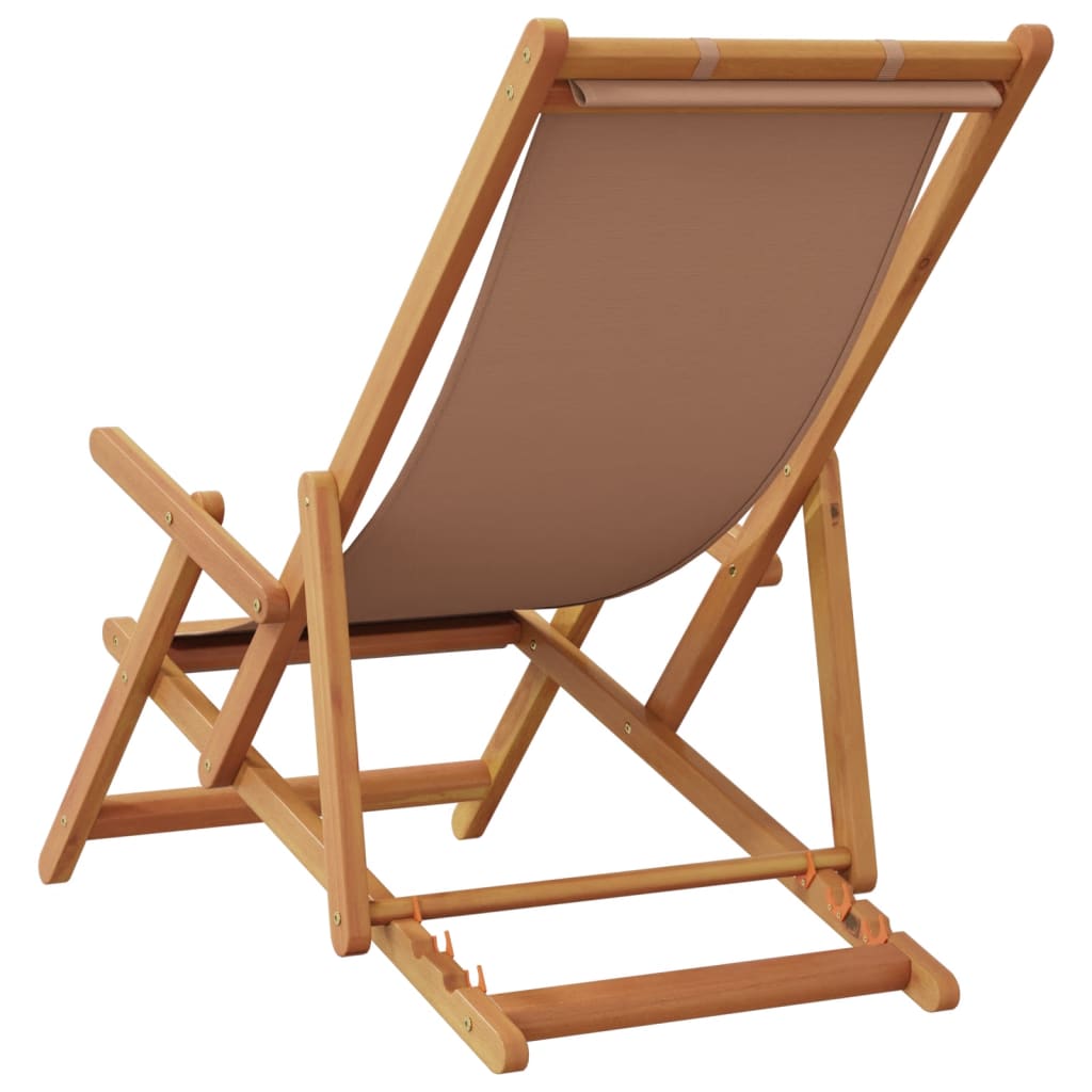 vidaXL Strandstühle 2 Stk. Klappbar Taupe Stoff und Massivholz