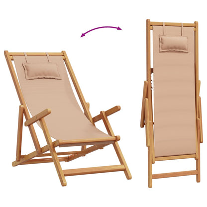 vidaXL Strandstühle 2 Stk. Klappbar Taupe Stoff und Massivholz