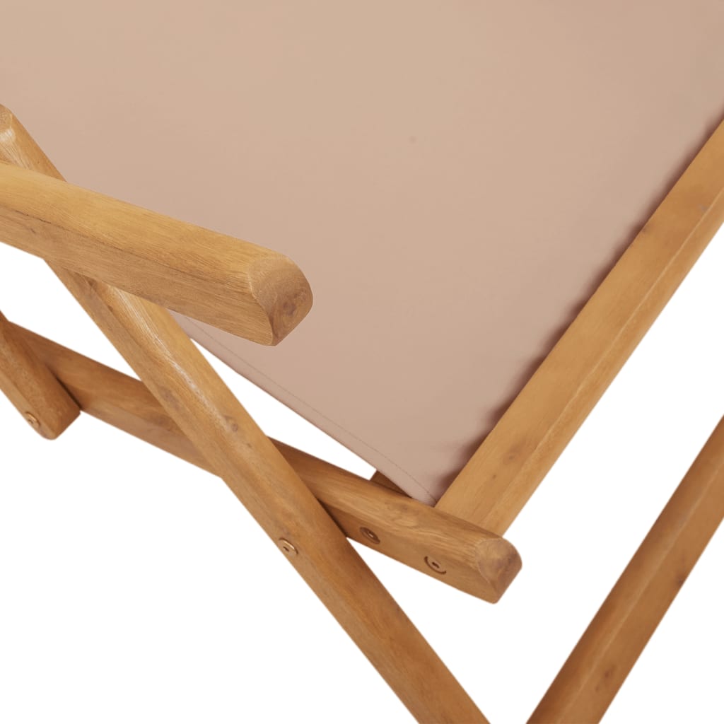vidaXL Strandstühle 2 Stk. Klappbar Taupe Stoff und Massivholz