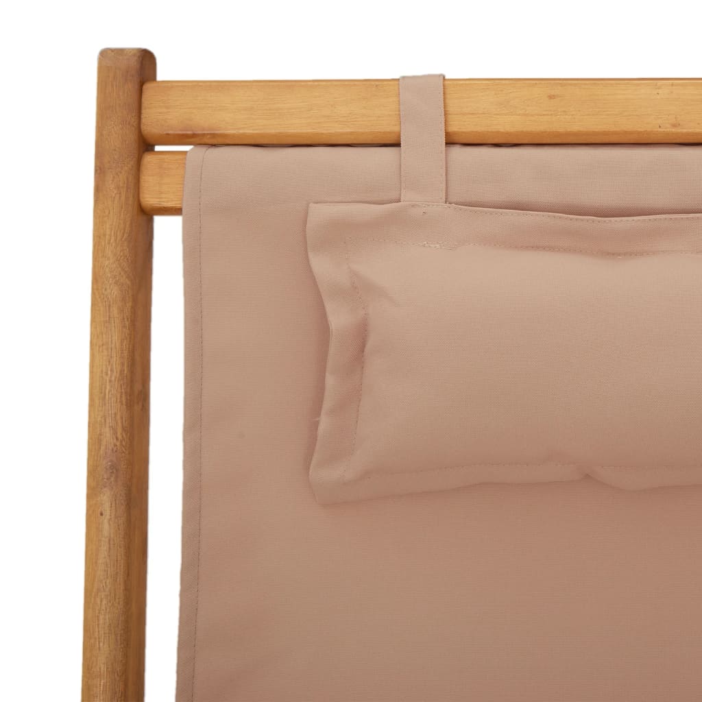 vidaXL Strandstühle 2 Stk. Klappbar Taupe Stoff und Massivholz