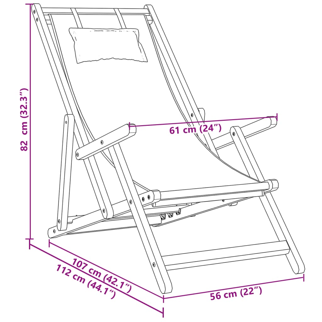 vidaXL Strandstühle 2 Stk. Klappbar Taupe Stoff und Massivholz