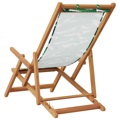 vidaXL Strandstühle 2 Stk. Klappbar Blattmuster Stoff und Massivholz