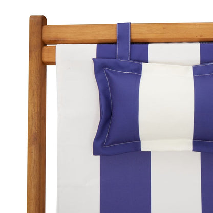 vidaXL Strandstühle 2 Stk. Klappbar Blau Weiß Stoff und Massivholz