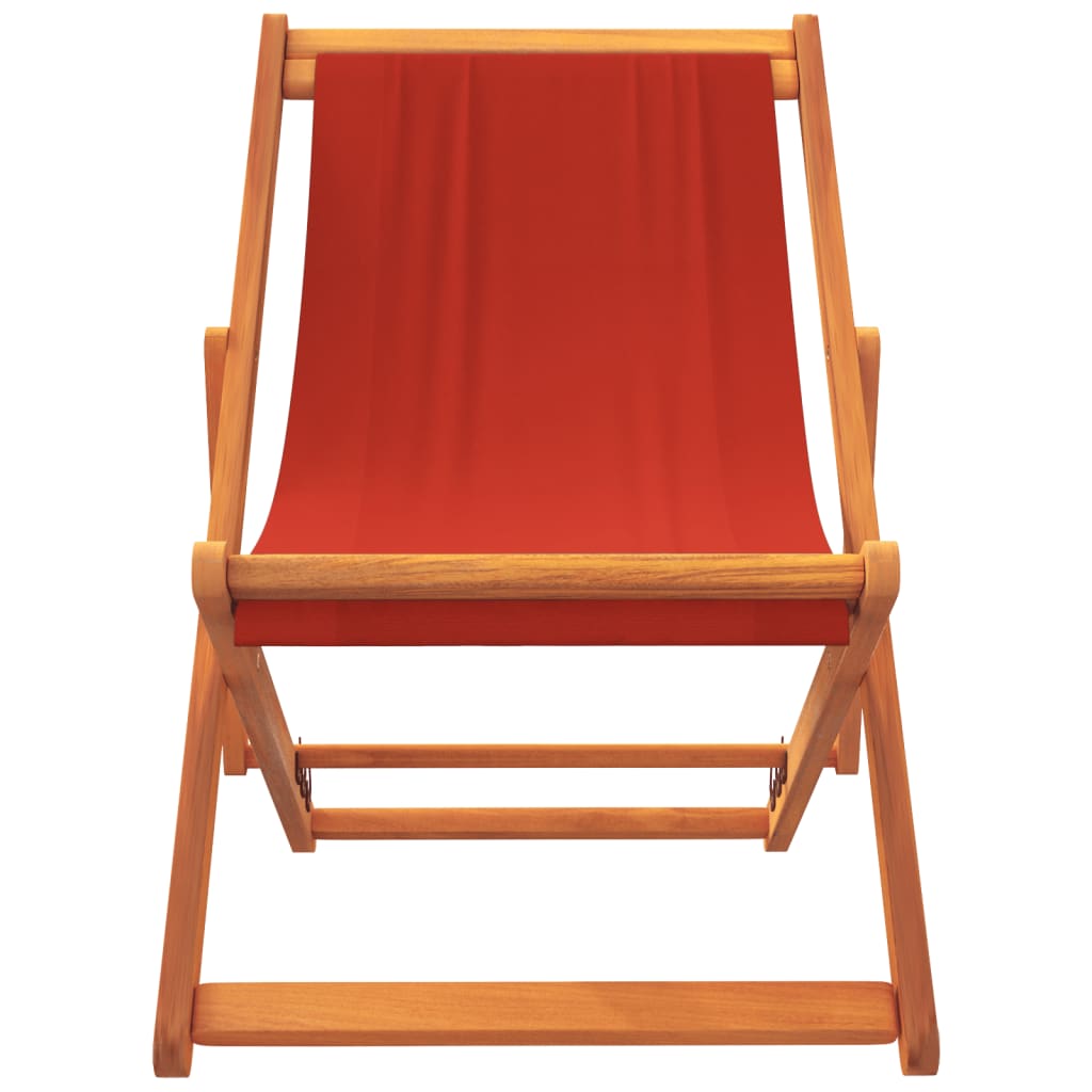 vidaXL Chaises de plage pliantes 2 pcs Rouge Tissu