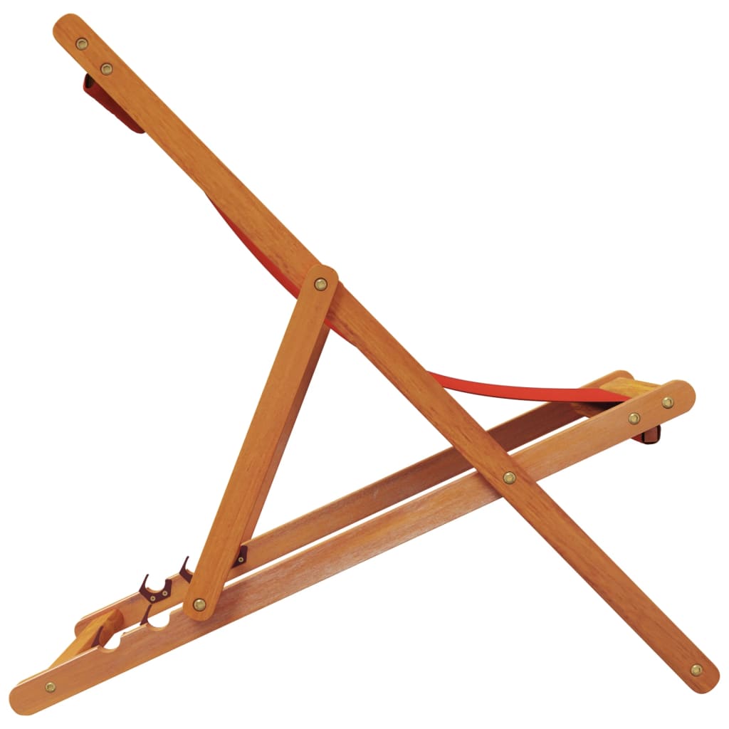 vidaXL Chaises de plage pliantes 2 pcs Rouge Tissu