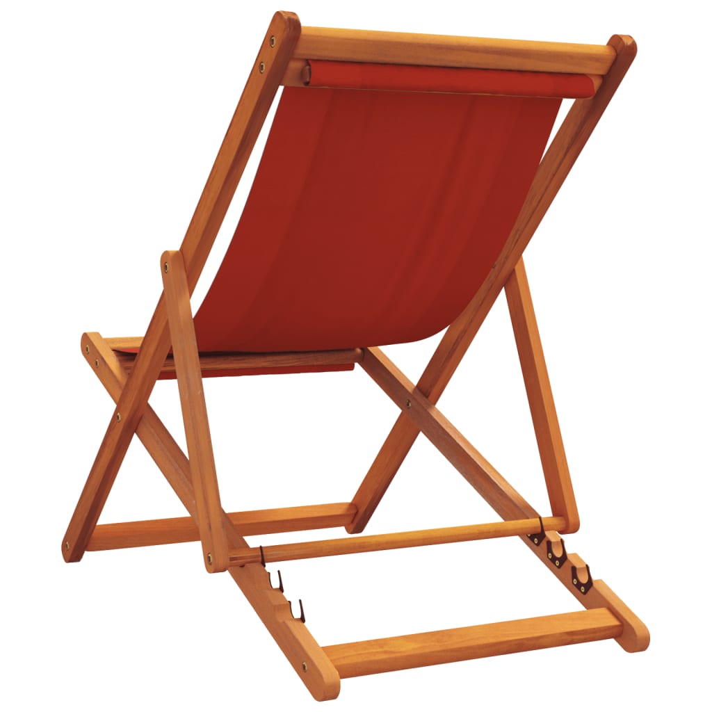 vidaXL Chaises de plage pliantes 2 pcs Rouge Tissu