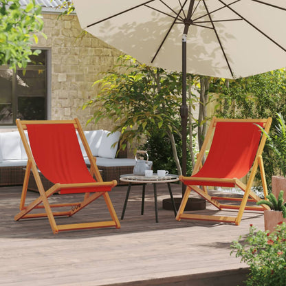 vidaXL Chaises de plage pliantes 2 pcs Rouge Tissu