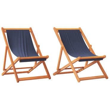 vidaXL Chaises de plage pliables 2 pcs Tissu bleu