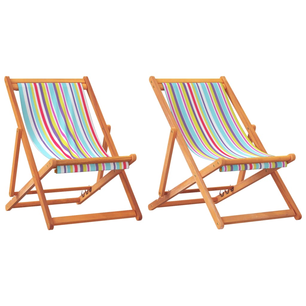 vidaXL Chaises de plage pliantes 2 pcs Tissu multicolore
