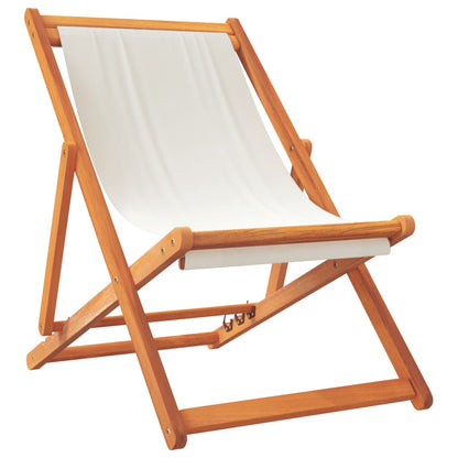 vidaXL Chaises de plage pliables 2 pcs Crème Tissu
