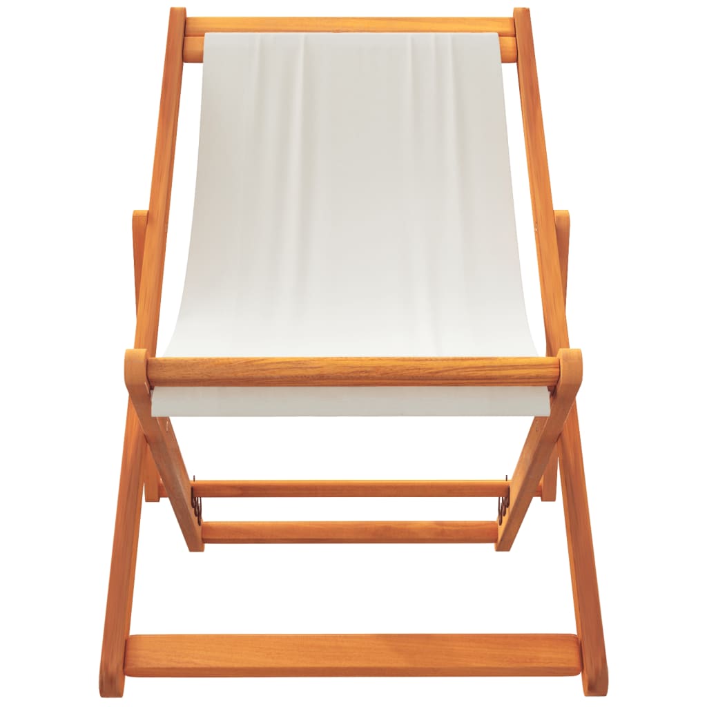 vidaXL Chaises de plage pliables 2 pcs Crème Tissu