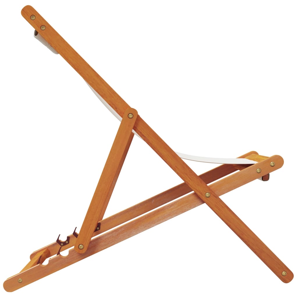 vidaXL Chaises de plage pliables 2 pcs Crème Tissu