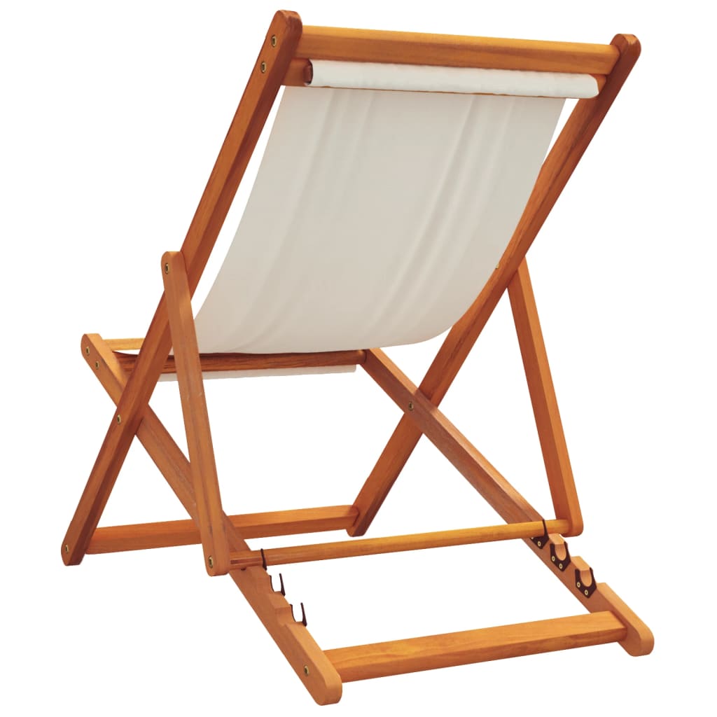 vidaXL Chaises de plage pliables 2 pcs Crème Tissu