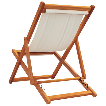 vidaXL Chaises de plage pliables 2 pcs Crème Tissu