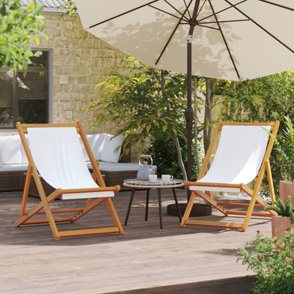 vidaXL Chaises de plage pliables 2 pcs Crème Tissu