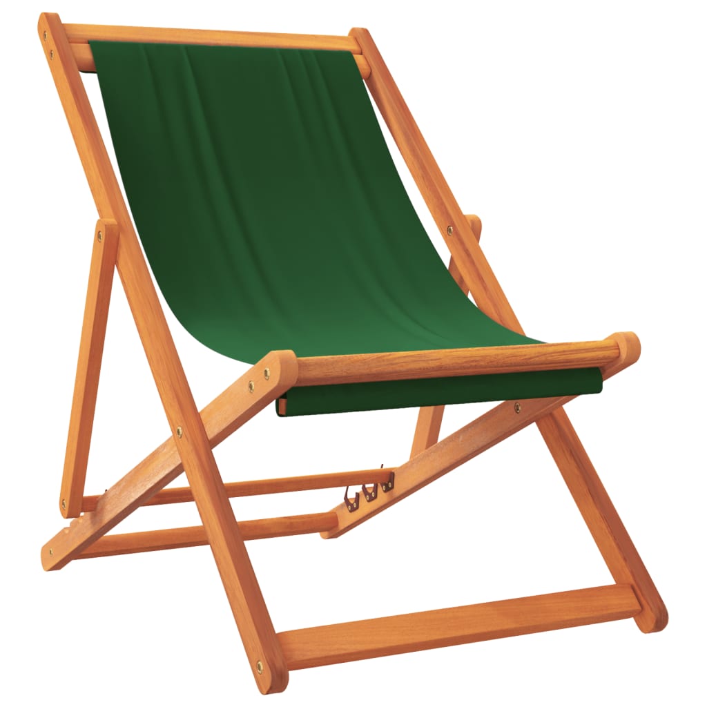 vidaXL Chaises de plage pliables 2 pcs Vert Tissu