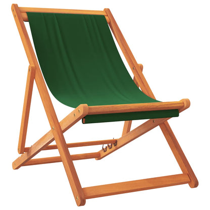 vidaXL Chaises de plage pliables 2 pcs Vert Tissu