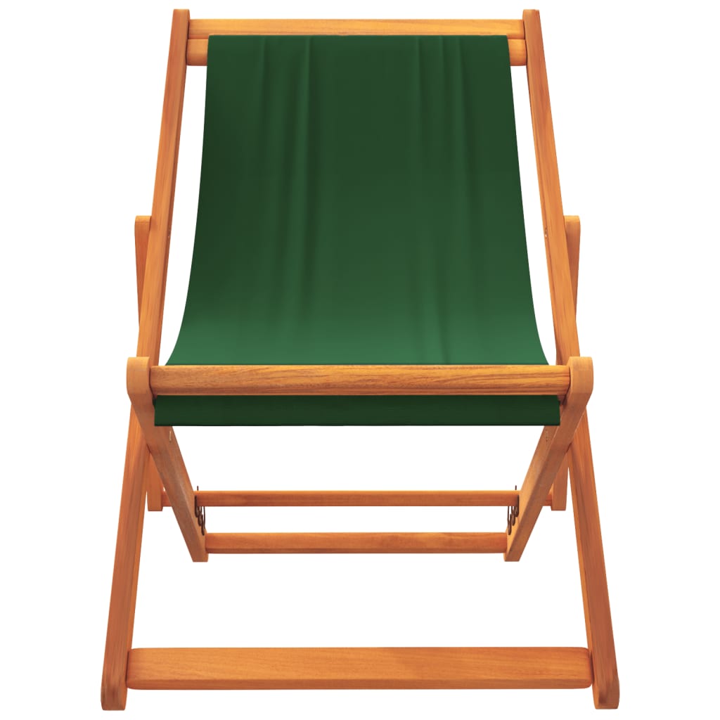 vidaXL Chaises de plage pliables 2 pcs Vert Tissu