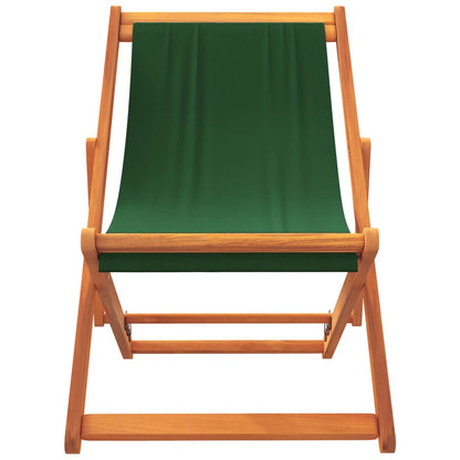 vidaXL Chaises de plage pliables 2 pcs Vert Tissu