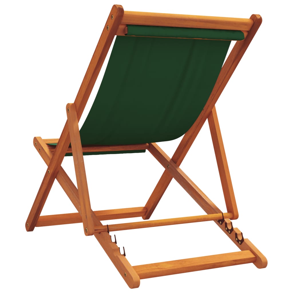 vidaXL Chaises de plage pliables 2 pcs Vert Tissu