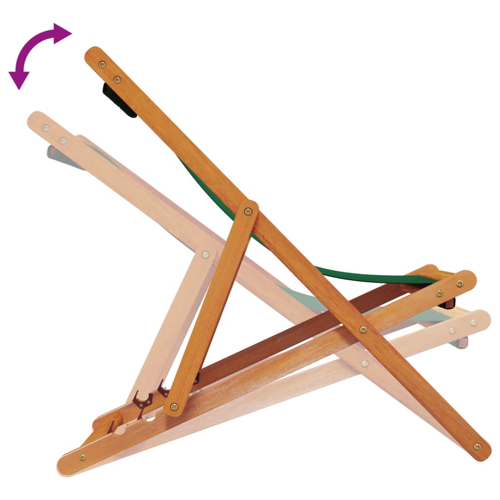 vidaXL Chaises de plage pliables 2 pcs Vert Tissu