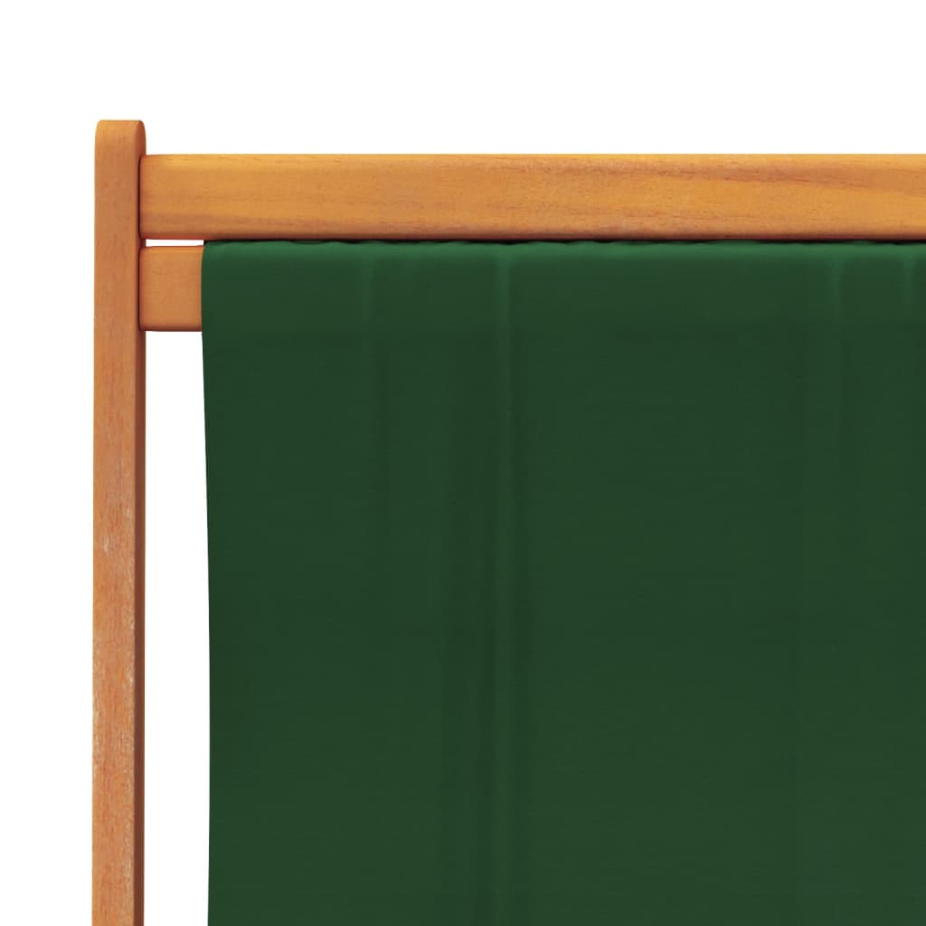 vidaXL Chaises de plage pliables 2 pcs Vert Tissu