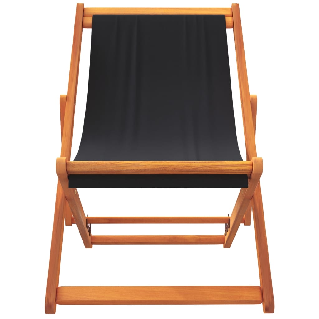 vidaXL Chaises de plage pliables 2 pcs Noir Tissu