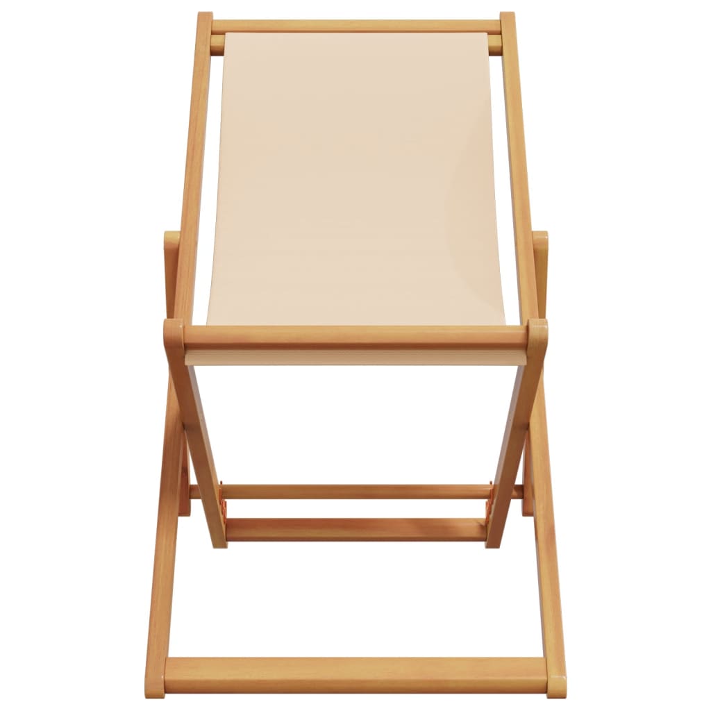 vidaXL Chaises de plage pliables 2 pcs Tissu beige et bois massif