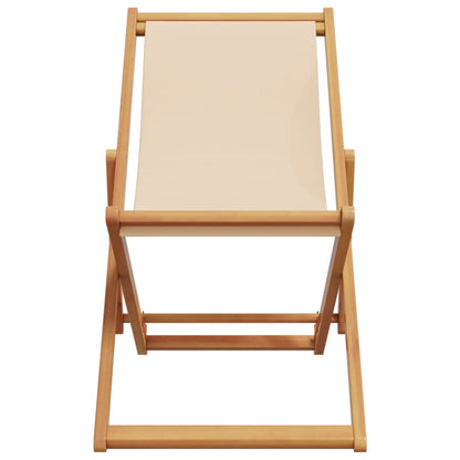 vidaXL Chaises de plage pliables 2 pcs Tissu beige et bois massif