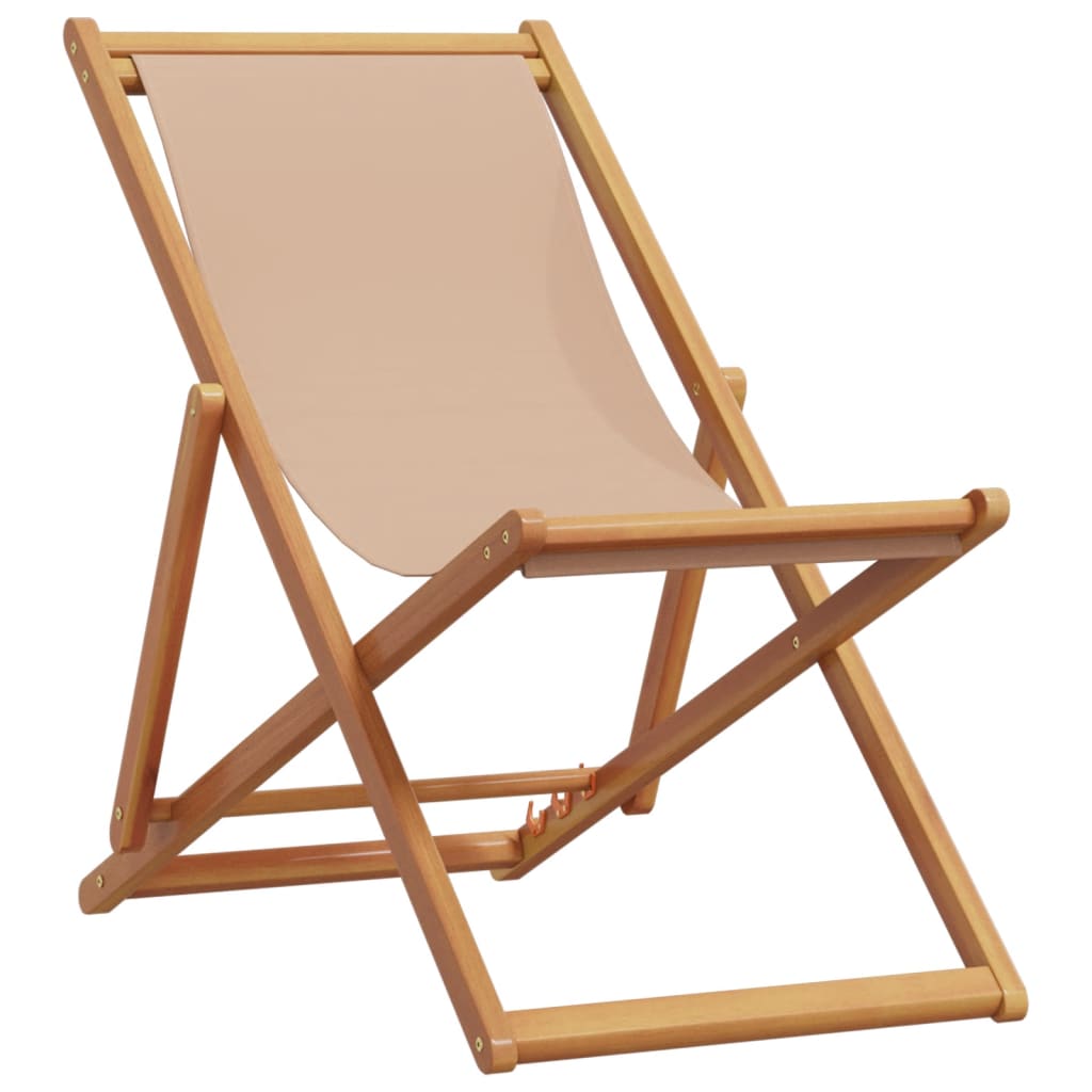 vidaXL Strandstühle 2 Stk. Klappbar Taupe Stoff und Massivholz