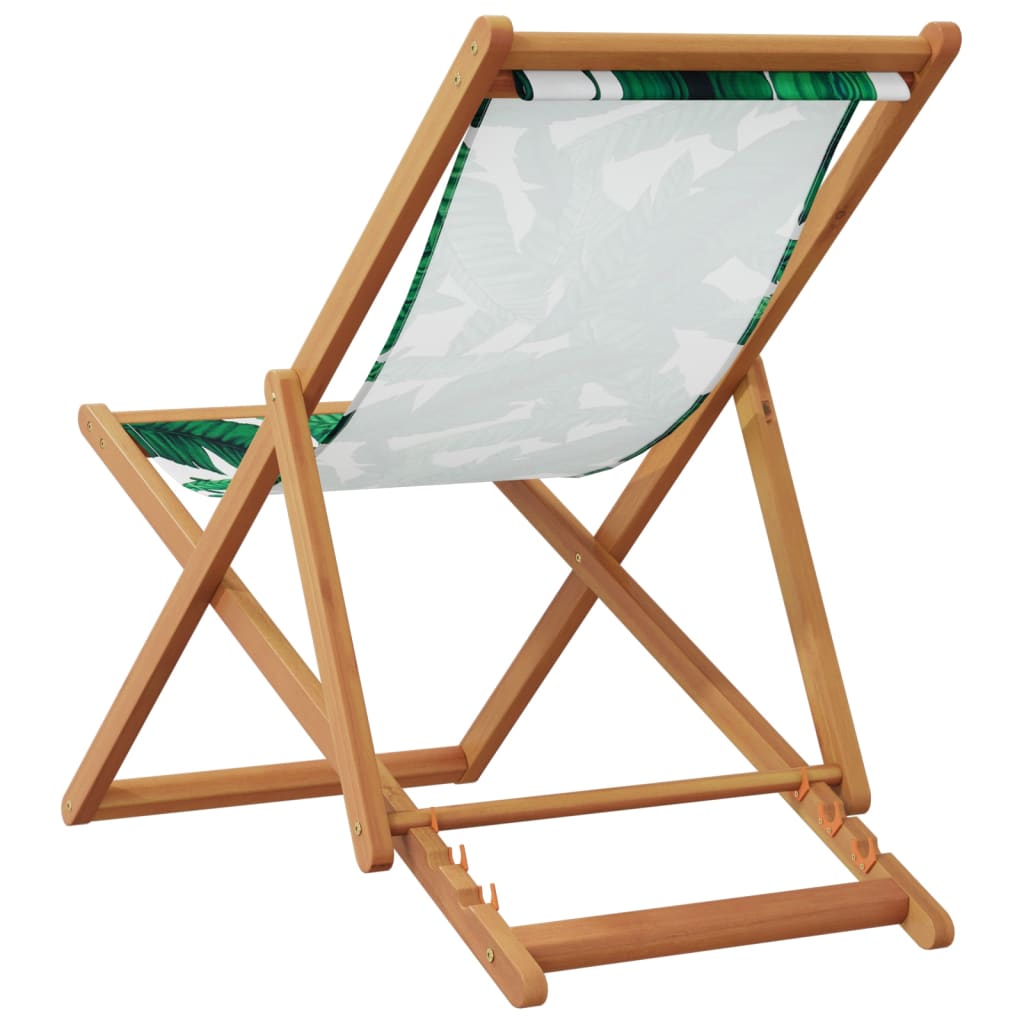 vidaXL Strandstühle 2 Stk. Klappbar Blattmuster Stoff und Massivholz