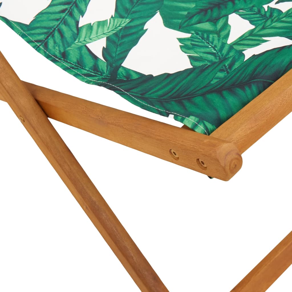 vidaXL Strandstühle 2 Stk. Klappbar Blattmuster Stoff und Massivholz