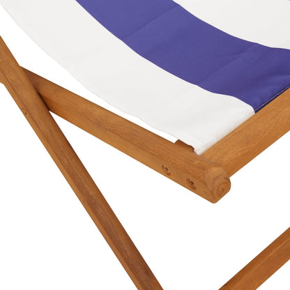 vidaXL Chaises de plage 2 pcs Pliables Bleu et blanc Tissu et bois massif
