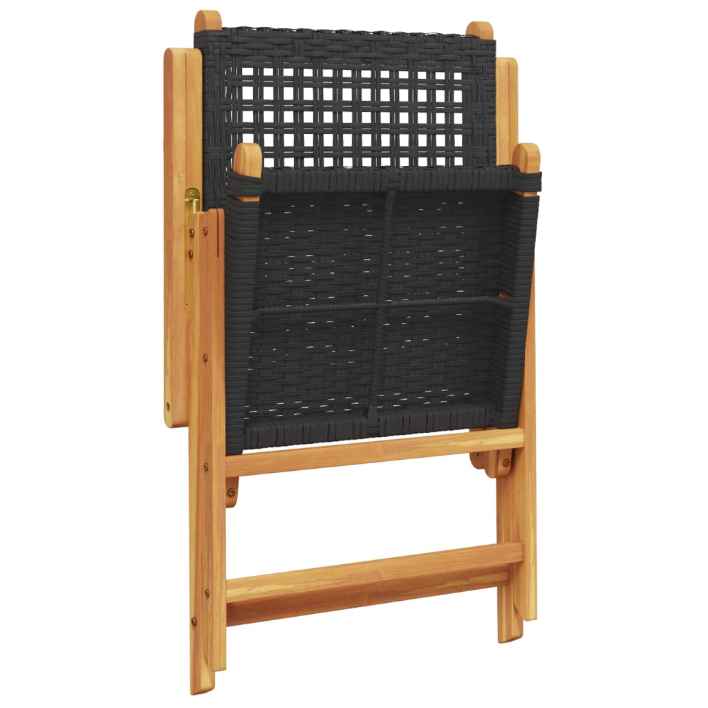 vidaXL Gartenstuhl Verstellbar 8 Stk. Schwarz Poly Rattan Massivholz