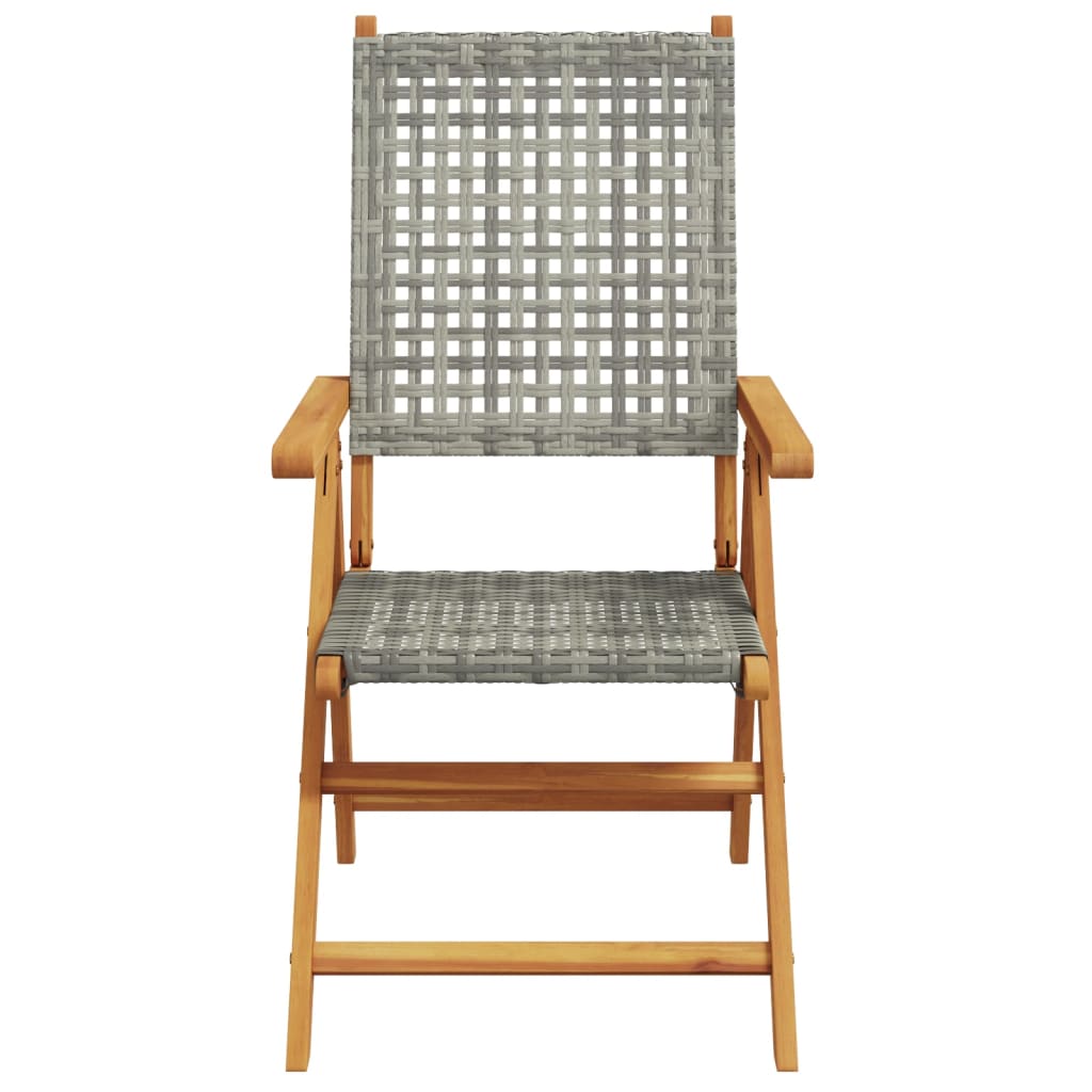 vidaXL Gartenstuhl Verstellbar 8 Stk. Grau Poly Rattan Massivholz