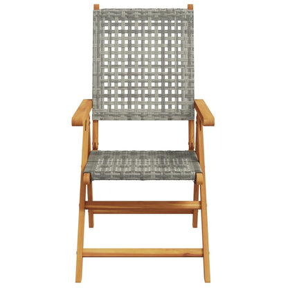 vidaXL Gartenstuhl Verstellbar 8 Stk. Grau Poly Rattan Massivholz