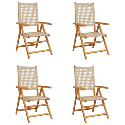 vidaXL Chaise de jardin réglable 4 pcs Beige Rotin PE Bois massif