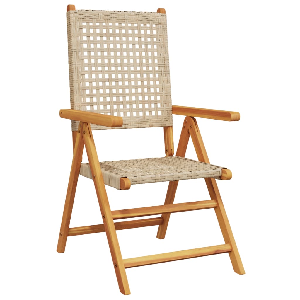 vidaXL Gartenstuhl Verstellbar 6 Stk. Beige Poly Rattan Massivholz