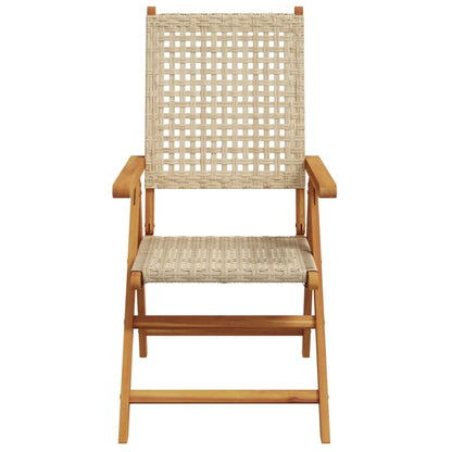 vidaXL Gartenstuhl Verstellbar 6 Stk. Beige Poly Rattan Massivholz