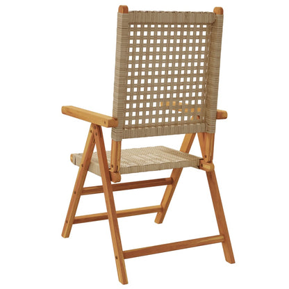 vidaXL Gartenstuhl Verstellbar 6 Stk. Beige Poly Rattan Massivholz