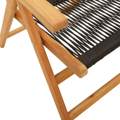 vidaXL Gartenstuhl Verstellbar 8 Stk. Schwarz Massivholz Akazie
