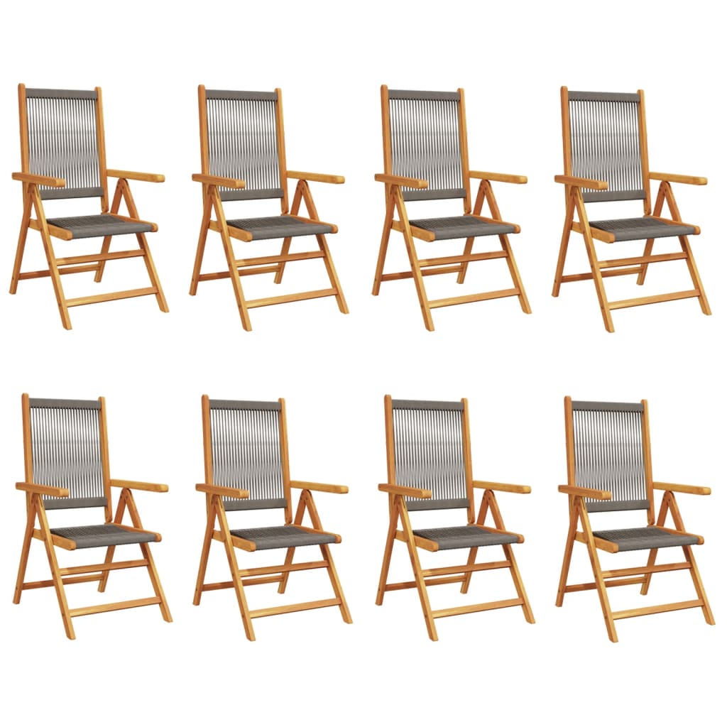 vidaXL Gartenstuhl Verstellbar 8 Stk. Grau Massivholz Akazie