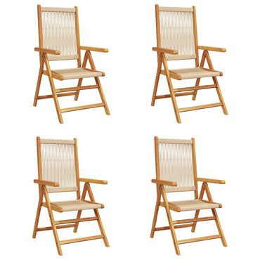 vidaXL Gartenstuhl Verstellbar 4 Stk. Beige Massivholz Akazie